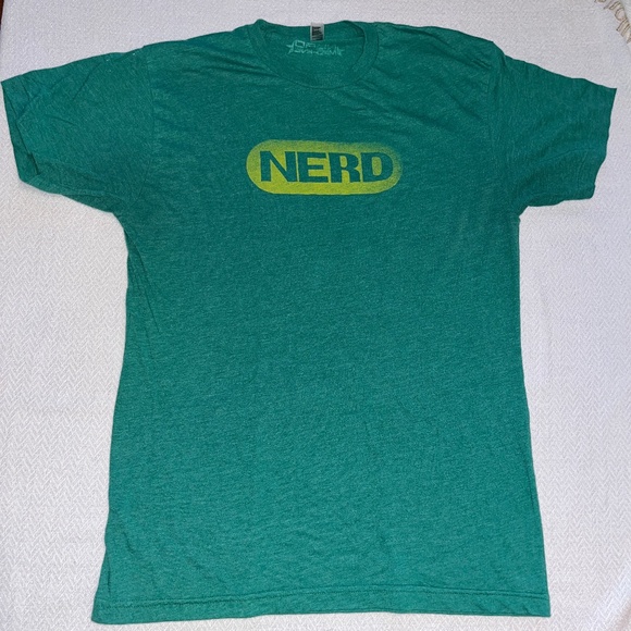🤓 💚 NERD 💚 t-shirt Medium Cotton/poly 50/50 - Picture 1 of 11
